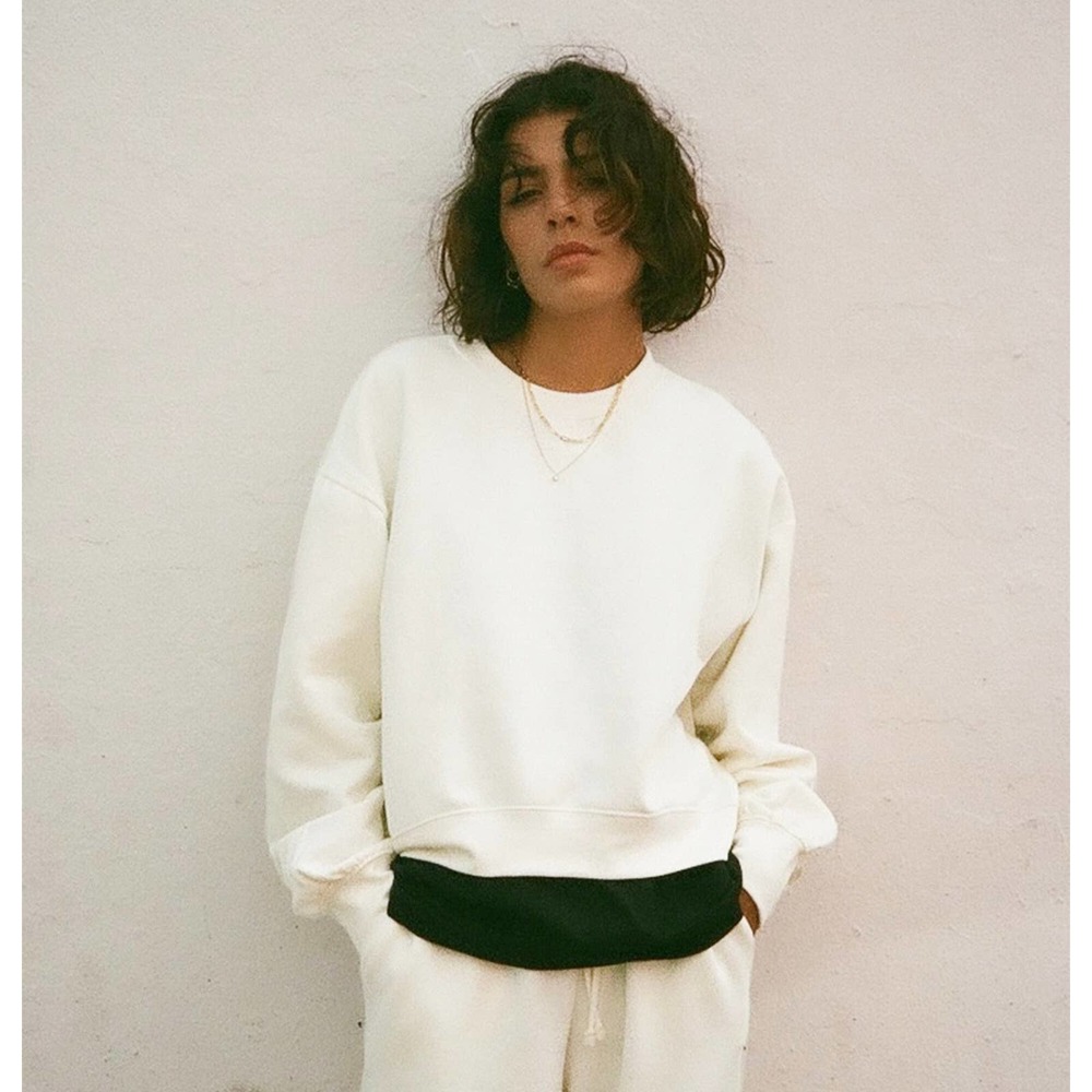 ZARA Plush Ribbed Round Neck Long Sleeve Pullover Sweatshirt